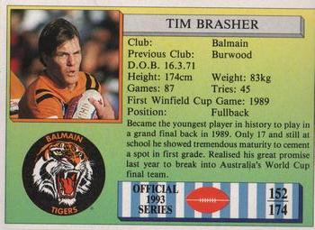 1993 Regina #152 Tim Brasher Back